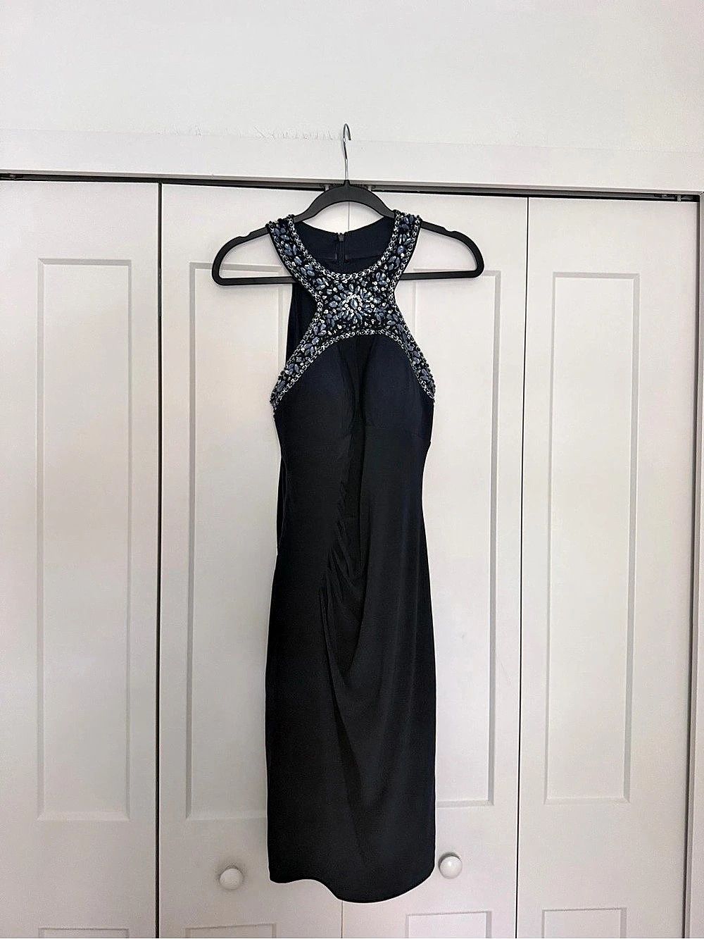 Cache Beaded Midi Dress in Black